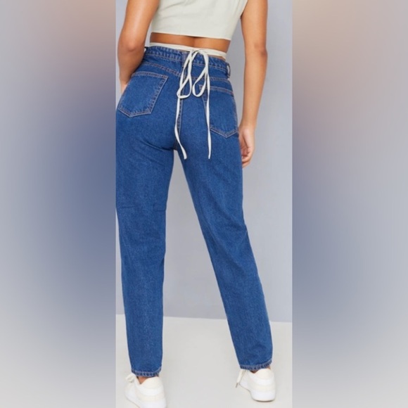 Pretty Little Thing Dark Wash Mom Jeans Size 6 - Picture 6 of 7